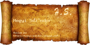Hegyi Sándor névjegykártya